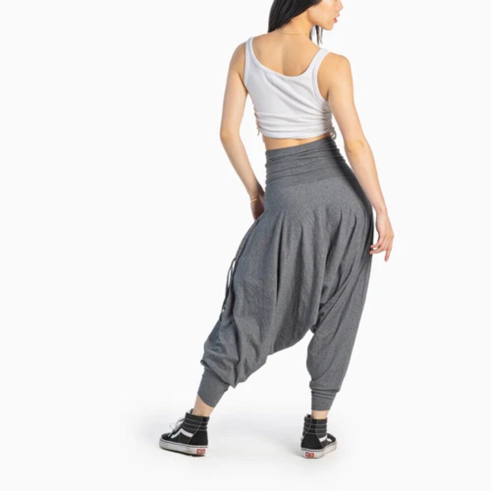 San Fran Organic Harem Pant High Waist Lightweight Yoga Travel Hippie Boho Grey